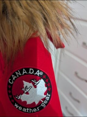 Canada Weather Gear Women's Red Parka Jacket with Fur Trim